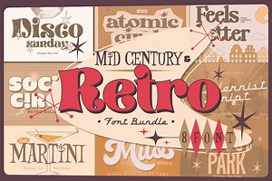 Mid Century Font Bundle, Atomic Art, Retro, Vintage, Classic, Art Deco, Procreate, Cricut, Canva, Commercial Use, 90s, 80s, 70s, 60s Font - Etsy