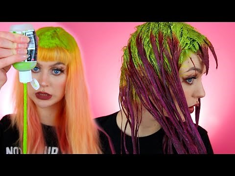 Dyeing My Hair PURPLE with Neon GREEN Roots - Uberliss Bond Sustainer Color | Evelina Forsell