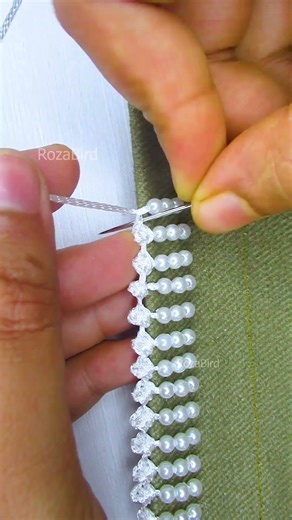 Bead border embroidery that even beginners can do🥰🪡 #shorts