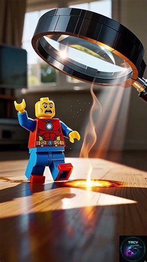 PANIC! Giant LEGO Magnifying Glass Set My Minifigure on Fire! 🔥 #lego