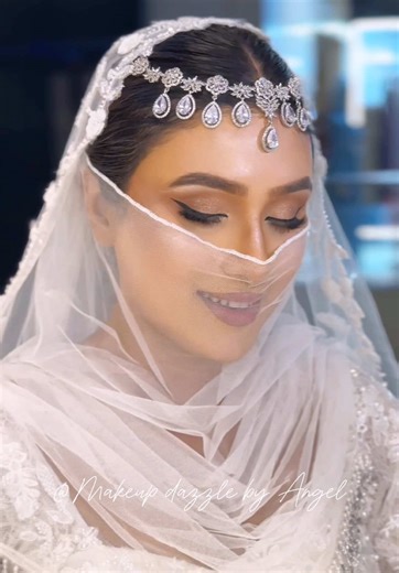 Arabic bride ✨✨ Makeover Makeup dazzle by Angel Outfit Rathaj Fashion Package (premium glass skin glam bridal makeover) Home service available ✅ booking going on till june 2026‼️ inbox for booking details and other information 📥 #vlogvideo #westernbridalmakeup #westernbridalmakeover #makeup #bridalmakeup