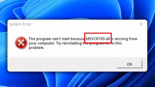Fix MSVCR100.dll Is Missing or Was Not Found in Windows 11 / 10 / 8 / 7 ✔️