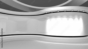 TV studio. White studio. White background. Loop animation. Backdrop for any green screen or chroma key video production. 3d render. 3d