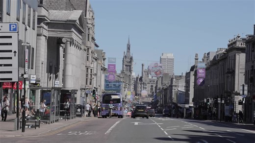 Aberdeen Union Street, UK in 4K on a warm sunny day | Premium Stock Video Footage