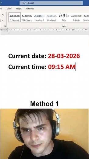 How to insert current date and time in ms word in 3 seconds 😱 #msword #office #document