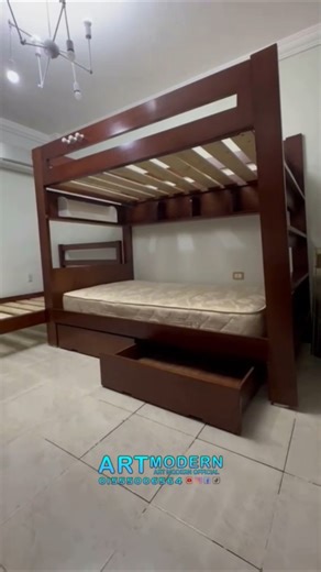 غرفة نوم اطفال 7 قطع سرير دورين خشب زان - لون بنى #غرفة_نوم_اطفال