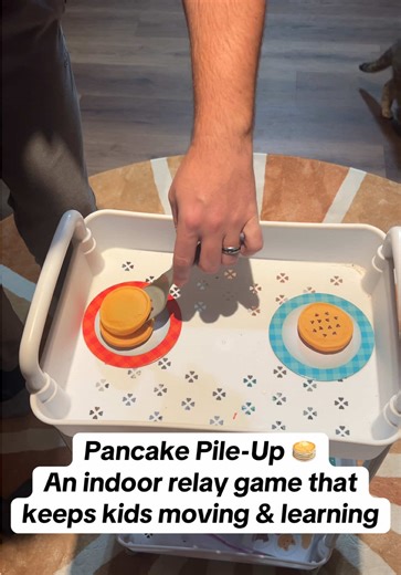 Run, stack, and learn 🥞 This relay game is a hit for active kids who love hands-on play! Perfect thing to keep us active on these cold days! @Educational Insights #educationalinsights #inhomedaycare #gamesforkids #funforkids #playbasedlearning