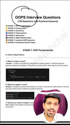 140 OOps interview questions Sheet with practical implementation #sheet #reels #interview #java