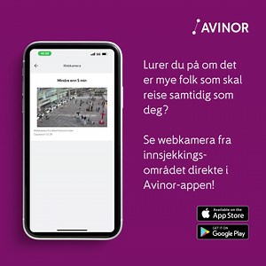 📱 Avinor-appen er din beste reisevenn når du skal fly! ✈️ Reiser du fra Oslo lufthavn kan du se direktesendte bilder fra avgangshallen, slik at du vet hvor mange mennesker som er på flyplassen samtidig som deg. ⌛ Du får selvsagt også et estimat på ventetiden i sikkerhetskontrollen, og mye, mye mer. 👉 Last ned appen vår nå! https://avinor.no/flyplass/praktisk-informasjon/tjenester-og-fasiliteter/last-ned-app/ | Oslo lufthavn Gardermoen