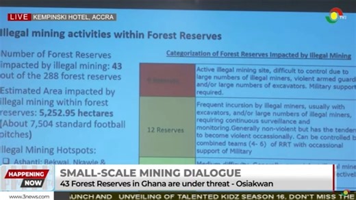 The Forestry Commission has said its officers are unable to enter nine of forty-four forest reserves that are currently under threat from illegal mining. #TV3GH | TV3 Ghana