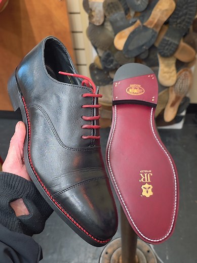 Burgundy Red Bottoms on Samuel Windsor Shoes