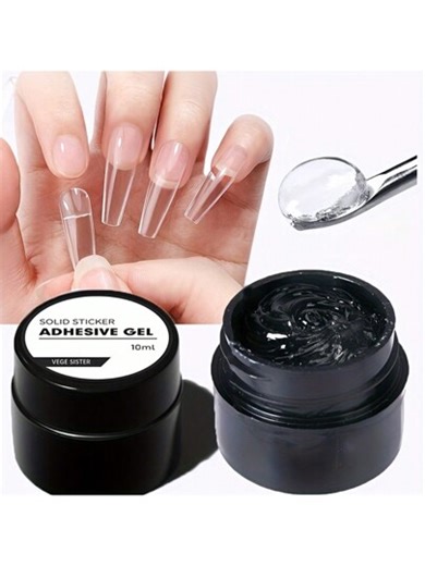 Solid Glue Nail Sticker Nail Tips Adhesive Gel Glue Patch Super Sticky Adhesive Glue UV Gel Nail Art Quick-Dry Strong Sticking False Nail Tips Acrylic Glue Need To Dry By UV/LED Lamp Nails | SHEIN