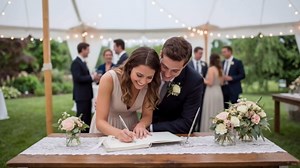 Tinlade Wedding Guest Book with Pen 7 x 9 Inches GuestBook Wedding Reception Elegant Sign in Book for Bridal Shower Baby Shower Anniversary Reception