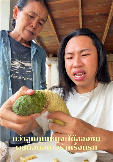 กว่าจะได้ลองชิมรสชาติผลมอนสเตอร่า ลูกคุณหนูไม่กล้าต้องรอแม่กลับมาชิมก่อน 🍍🍌 #ผลมอนสเตอร่า #Tiktokพากิน #ผลไม้แปลก #ผลไม้แปลก #ผลไม้