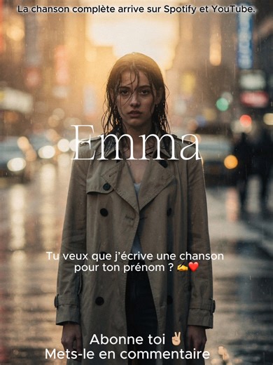 Les Emma sont souvent plus fortes qu’on ne le pense. Tu connais une Emma comme ça ? La chanson complète arrive sur Spotify et youtube. #unprenomunechanson #musiquefrancaise #Storytelling #NouveauChapitre #popfrançaise #FrenchPop #Family #ChansonOriginale #chanson #prenom #musique #parents #grandparents #Papa #maman #partager #PourToi #Fille #Femme #Emma