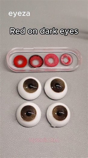 Eyeza_ 𝑪𝒐𝒏𝒕𝒂𝒄𝒕𝒔 ✨ | ❤️👀 Red contacts on dark eyes!! ✨ Perfect for both daily wear and cosplay! 🎭 #eyeza #eyezalens #coloredcontacts #coloredcontactlenses... | Instagram