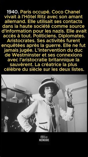 Coco Chanel collabora avec les renseignements allemands pendant l'occupation de Paris