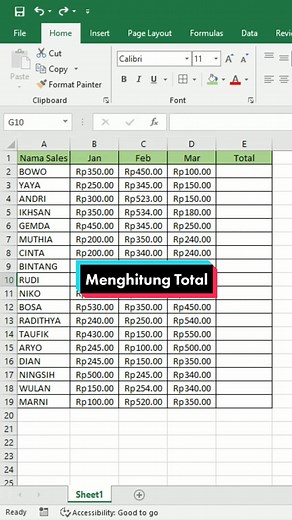 Cara Cepat Menghitung Total di Excel