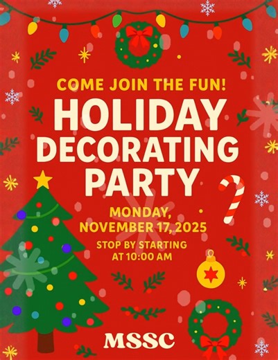 1K views | Holiday Decorating Party at MSSC! Come hang ornaments, string lights, and kick off the season with snacks, music, and festive fun — starting at 10 AM on Monday, Nov 17. | Mt. Si Senior Center | Facebook