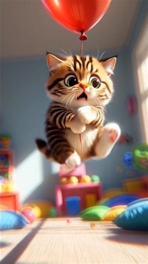 😳 Fluffy Cat vs Flying Balloon! | 3D Cartoon Short 🐱🎈