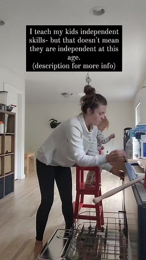 Independent skills DO NOT equal independence at this age. *@letstalkmotherhood is my other account on Instagram - this is my video. I teach my kids independent skills at a young age knowing that one day they will be independent. But, they are fully dependent on me for the first several years and then begin to gain their own independence piece by piece. As babies and young children (and even older children) I don't want my them to have to be independent. They shouldn't be. Being independent means
