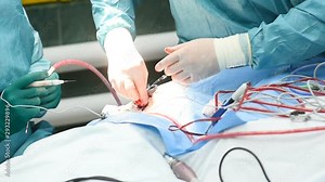 neurosurgeons perform surgery to excise a brain tumor in a modern surgical operating room