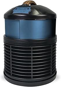 Defender Air Purifier For Home, Black Base with Blue, 3x HEPA, FDA Cleared, Lab Tested, For Large Rooms, Office, Pets, Smoke