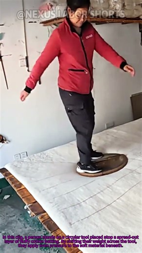 Cotton batting pressing process #Shorts #CottonQuiltMaking #TraditionalTextileCraft