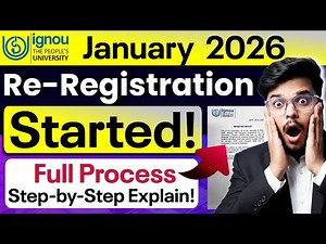 🔥 Big Update! IGNOU January 2026 Re-Registration Started: Full Process Step-by-Step Explained!