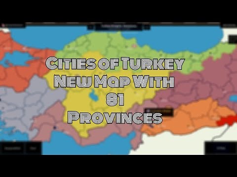 Cities of Turkey Map (with 81 Provinces - Real Borders of Cities)