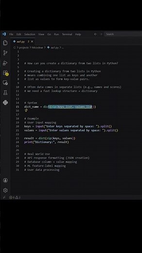 Python Trick You MUST Know 🤯 Create Dictionary from Two Lists in 1 Line!#hitcodear#python#coding