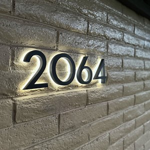 Modern Solar Backlit LED House Number Sign: Customizable Metal Address - Etsy