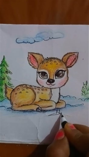 How to make colour pencil 🦌 deer drawing step by step for new beginning|| easy way #shorts #art