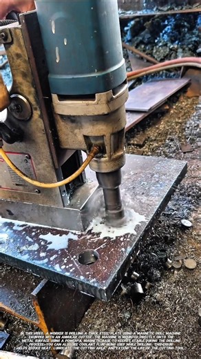 Fast Steel Plate Drilling with Magnetic Drill Machine.