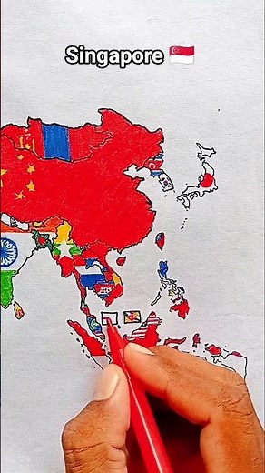 Draw Flag Map of Singapore 🇸🇬 #singapore #flag #map