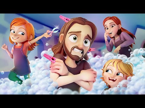 Adley’s HAiR SALON and SPA 🛁 Dad gets a Makeover!! Niko’s new Spider Man haircut from cartoon Mom!