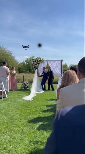Drone Catches Bride's Veil Mid-Ceremony