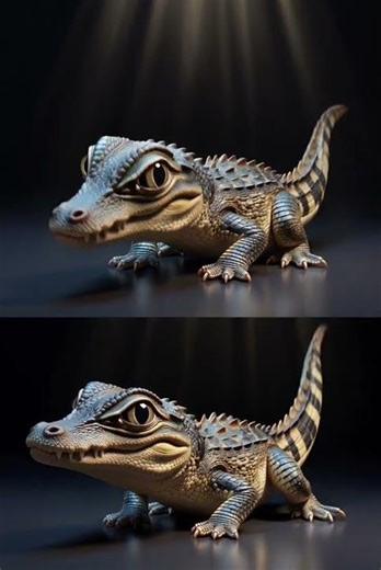 Cute Baby Alligator Roars & Gets Golden Monocle! 😂 3D Animation