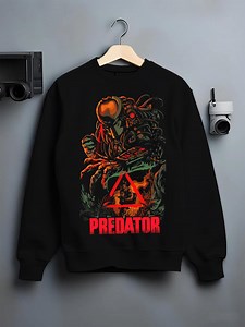 The Predator Yautja Alien Retro Sci Fi Metal Poster Green Jumper | Movie T-shirt | Nerd Gift | Anniversary Unisex Gift for Kids Teen Adults - Etsy UK