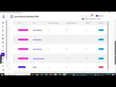 Application Gestion de laboratoire scolaire