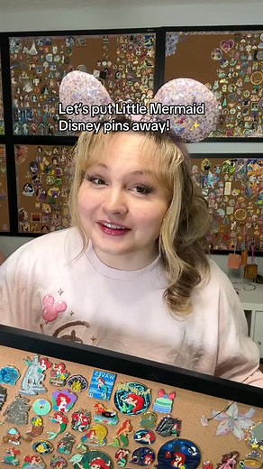 Putting more of my Little Mermaid Disney pins awaaaay!🧜🏼‍♀️✨ It’s looking so good to far- But I still have so many to add in after this. 😋 Ariel pins are some of my favorites! #disneypins #pincollection #littlemermaid | Pincessshannon