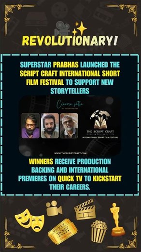 Prabhas Launches SCRIPT CRAFT Short Film Festival! Huge Opportunity for New Directors 🎥