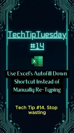 Use Autofill Down Shortcut in Excel Instead of Manually Re-Typing #techdarts #techtiptuesday #excel