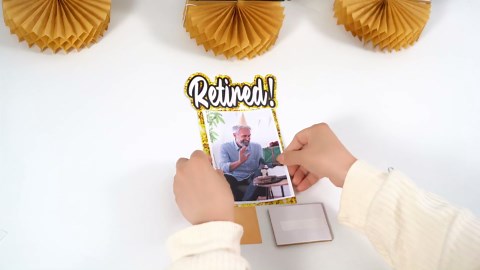 Kuxriox 9PCS Happy Retirement Party Decorations Honeycomb Centerpieces for Men Women, Black Gold Retirement Photo Table Centerpiece Party Supplies, Retired Photo Table Topper Decor