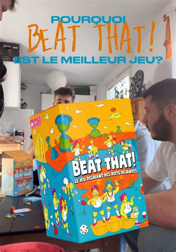 Beat That! - le jeu d'ambiance le plus délirant au monde 🎉 Lancez, empilez, soufflez... Relevez 160 défis complètement fous avec vos amis! De 2 à 8 joueurs, pariez sur vos capacités et accumulez un max de points en 15 minutes chrono. Format compact, fous rires garantis, pour toute la famille dès 8 ans. 👉 Prêt à défier vos proches? C'est parti pour la folie🔥 #jeux #jeuxdesociété #jeudesociété #cadeaudenoel #noel