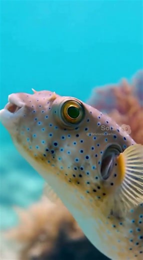 Puffer fish pops up big and bold in the deep sea! #pufferfish #oceanlife #wildnature