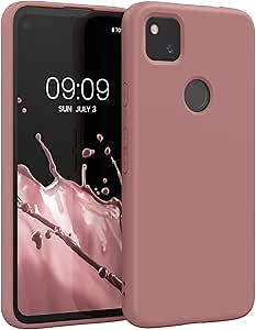 kwmobile Case Compatible with Google Pixel 4a Case - Slim Protective TPU Silicone Phone Cover - Winter Rose