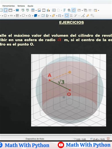 📐 ¿Puede un cilindro tener el máximo volumen dentro de una esfera? 🤯 Hoy resolvemos este clásico problema de optimización usando cálculo diferencial: primera derivada, segunda derivada y análisis del punto crítico. ✨ Verás paso a paso cómo obtenemos la función del volumen, cómo la derivamos y cómo comprobamos que realmente se trata de un máximo absoluto. Y lo mejor: ¡todo con un ejemplo visual y súper fácil de entender! 🔎 Si te gustan los problemas retadores de geometría y cálculo… este video