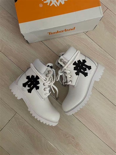 Timberland Custom White With Black Crosses, Handmade to Measure - Etsy
