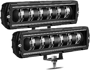 6 Inch LED Light Bar 2PCS 60W Single Rows Flood Beam Slim LED Pods Work Off Road Driving Backup Light for Truck ATV SUV UTV Motorcycle Boat